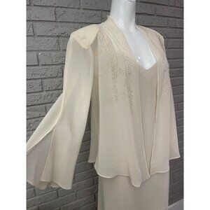 R&M Richards Women's Formal Cream Sequin Dress with Jacket Mother of the Bride 2